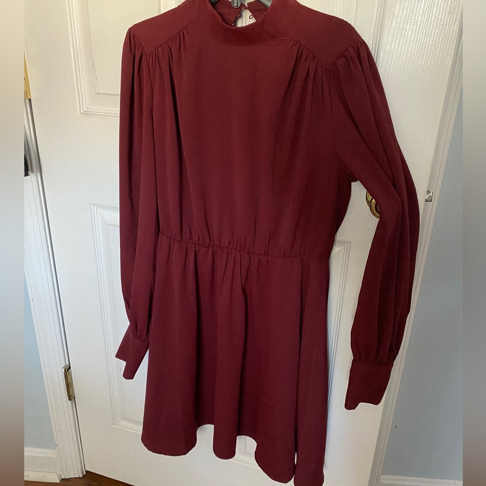 Express/ maroon dress, long sleeve